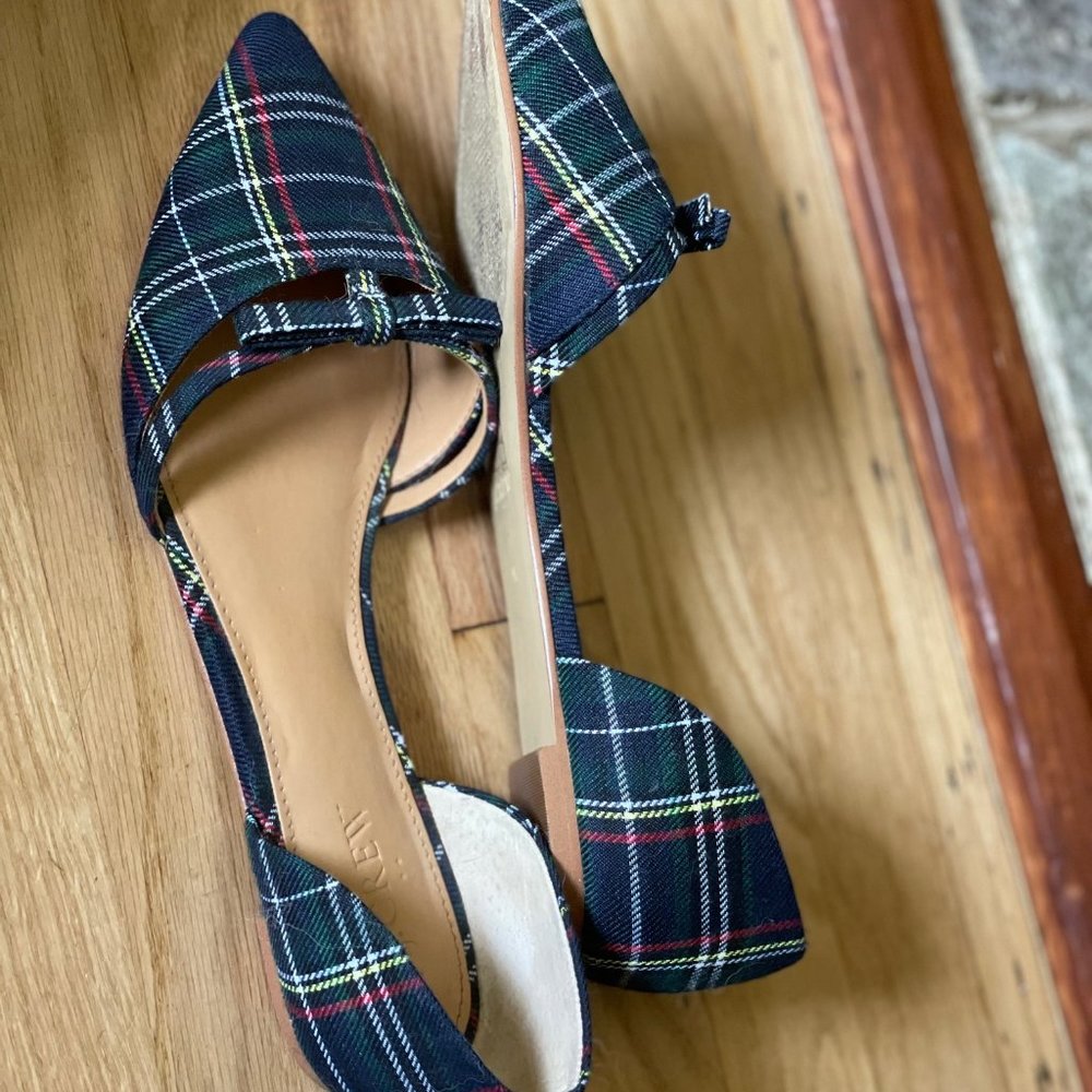 For Shelly - JCrew Blue Tartan/ Plaid Flats 9.5